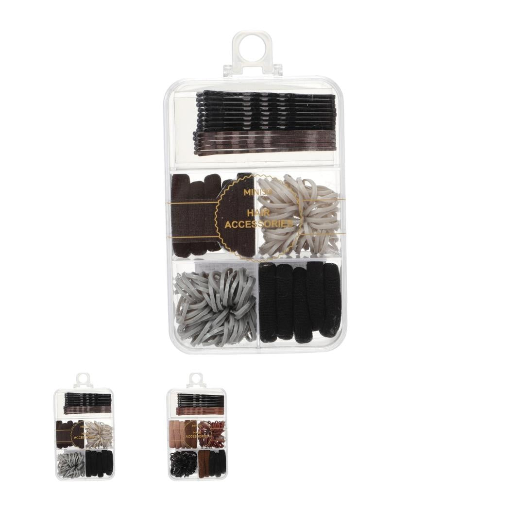 Basic Series Hair Clips & Rubber Bands Set (Random Design)