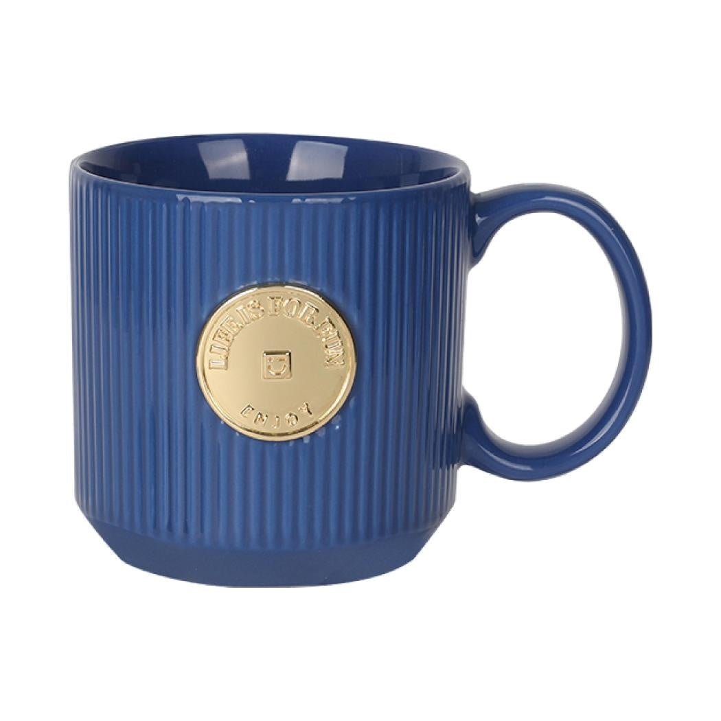 Stripes Series Ceramic Mug 380mL(Dark-blue)