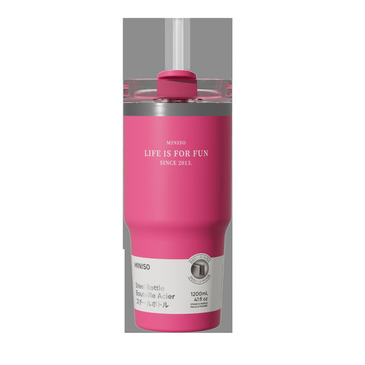 Dopamine Color Series Double Wall Straw Bottle 490mL (Rosy)