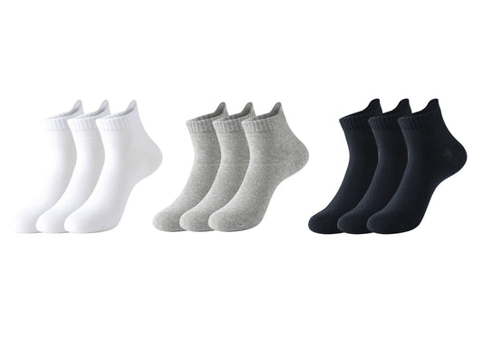 Men's Solid Color 3D Heel Ankle Socks (3 Pairs) (Random Design)
