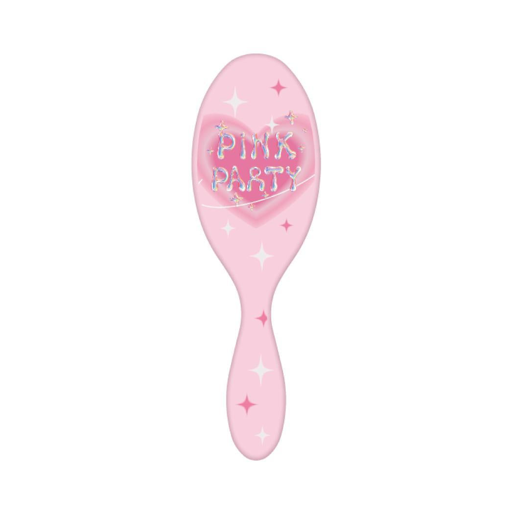 Pink Party Series Shiny Silver Massager Cushion Brush