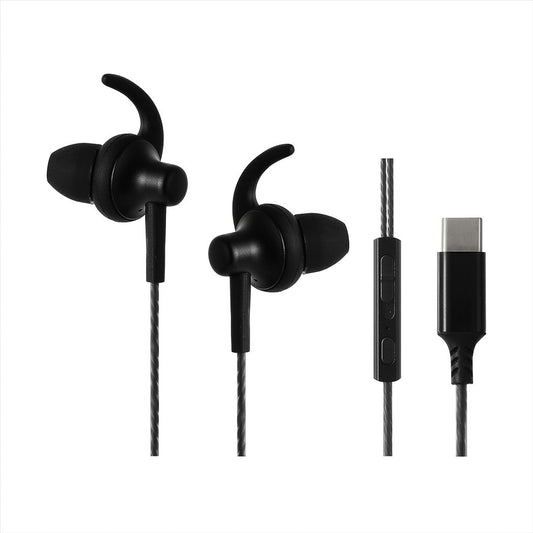 Type-C Metal In-Ear Earphones with Wings Model: 8447T# (Black)
