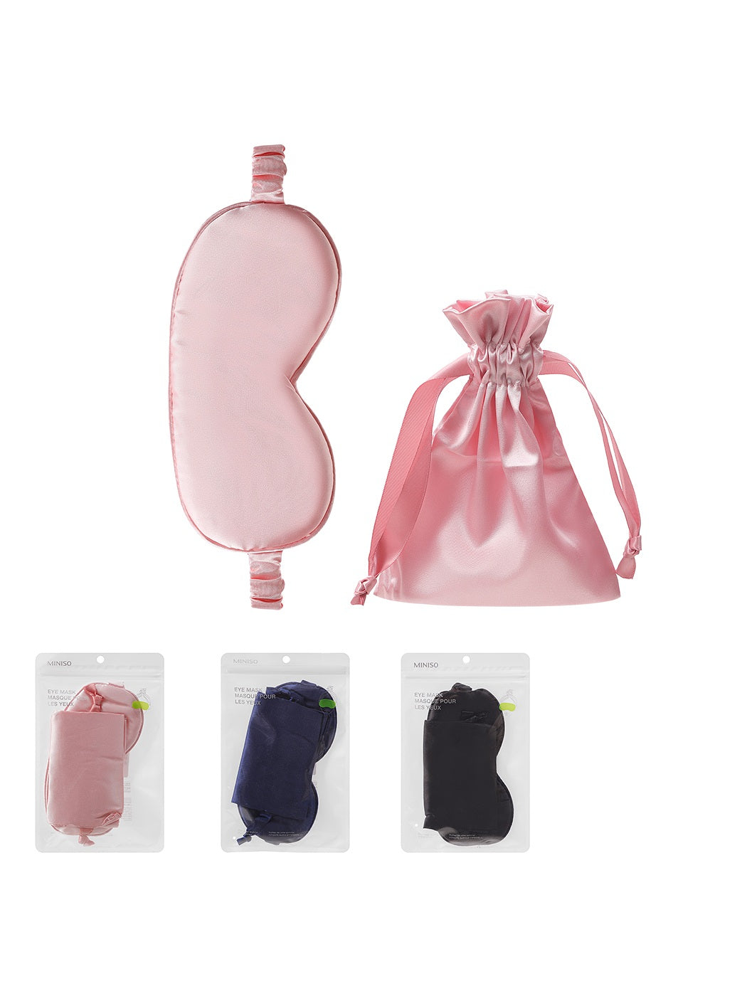 Silk-Like Travel Eye Mask with Pouch - Random Colour