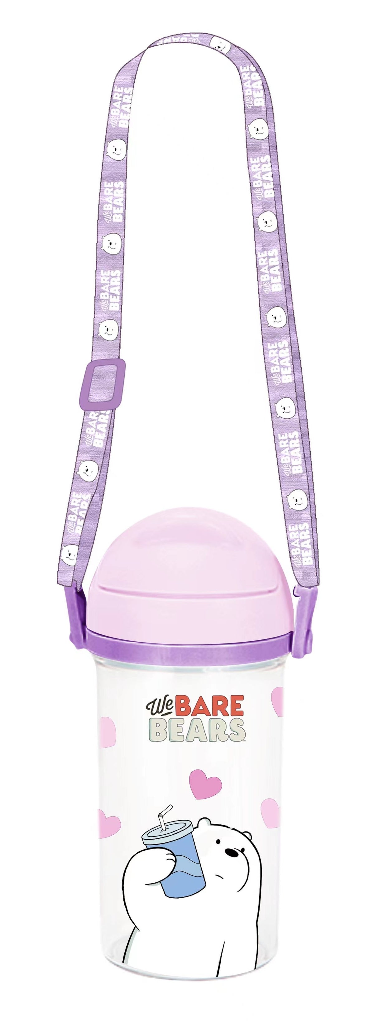 We Bare Bears Collection 5.0 Straw Water Bottle with Shoulder Strap (400mL) (Ice Bear)