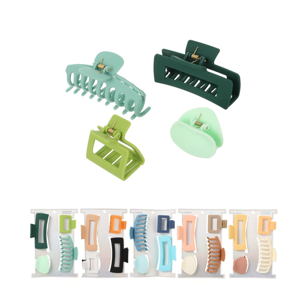 Basic Series Hair Claw Clips (4 pcs) (Random Design)