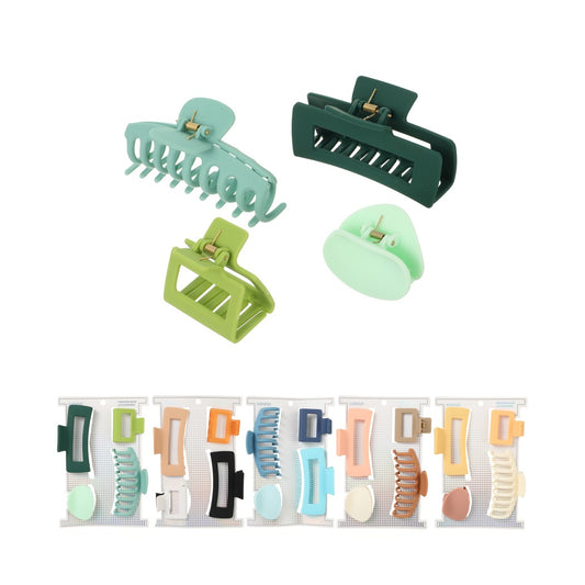 Basic Series Hair Claw Clips (4 pcs) (Random Design)