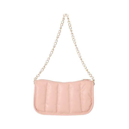 Quilted Shoulder Bag with Chain (Pink)
