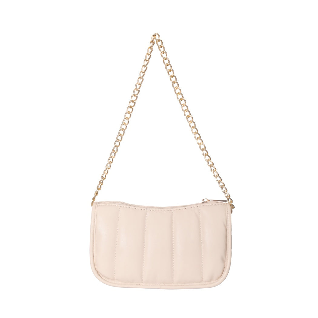 Quilted Shoulder Bag with Chain (White)