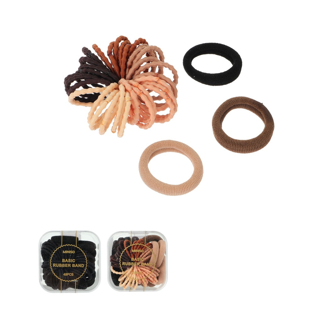 Hair Ties in Square Case, 48 Pack - Basic Colours