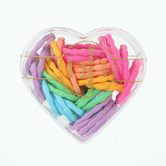 Basic Series Colorful Heart Hair Tie (40 pcs)