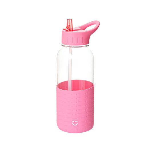 Plastic Water Bottle with Handle and Solid Color Sleeve (1000mL) (Pink)