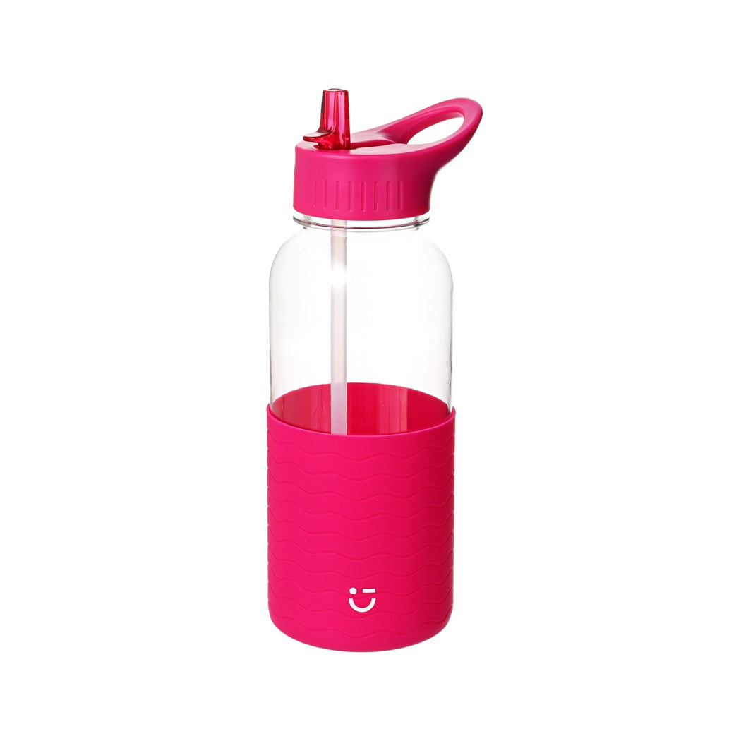 Plastic Water Bottle with Handle and Solid Color Sleeve (1000mL) (Rose Red)