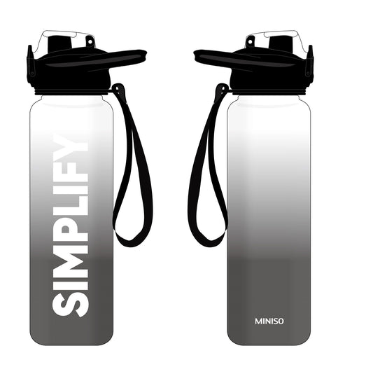 Gradient Plastic Bottle with One-Touch Flip Top Lid (1000mL, Black & White)