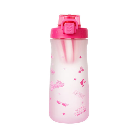 Barbie Collection Plastic Bottle with One-Touch Flip Top Lid 1100mL (Rosy)
