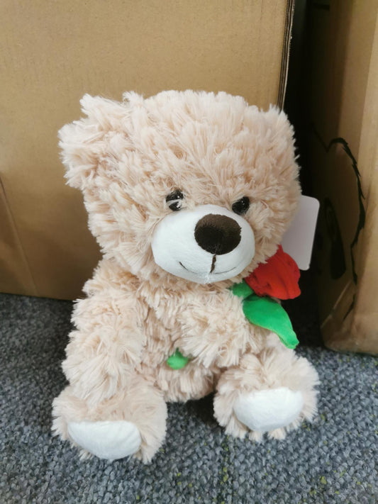 10in. Holding-Rose Little Bear Plush Toy