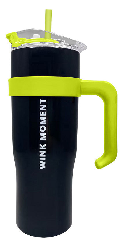 Solid Color Steel Tumbler with Straw (1600mL)(Black)