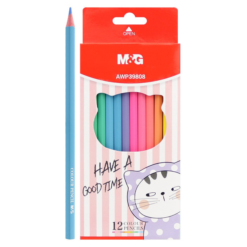 M&G Chenguang Pack of 12 Hexagonal crayons SMC Pastel colored pencil