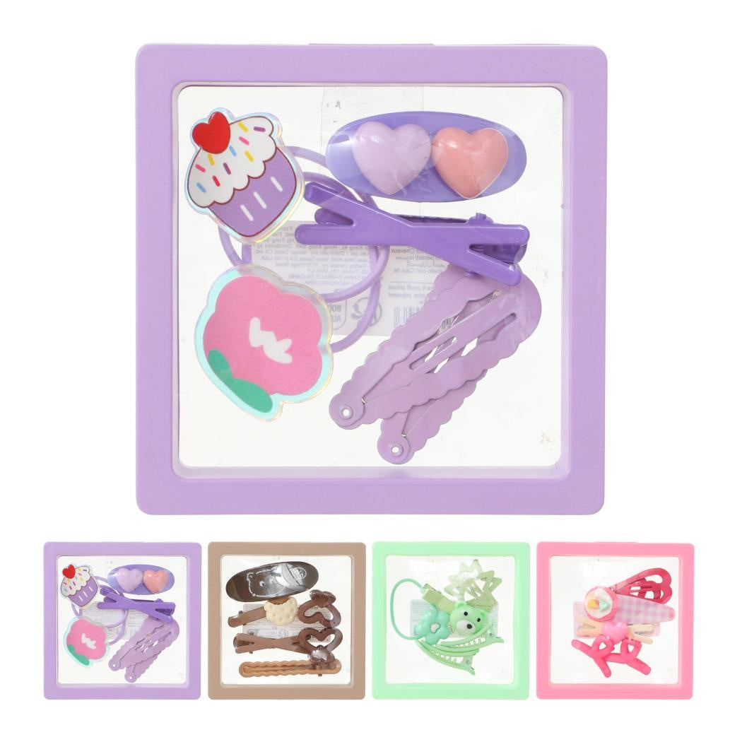 Hair Accessories Set with Colorful Storage Box (6 pcs) (Random Design)