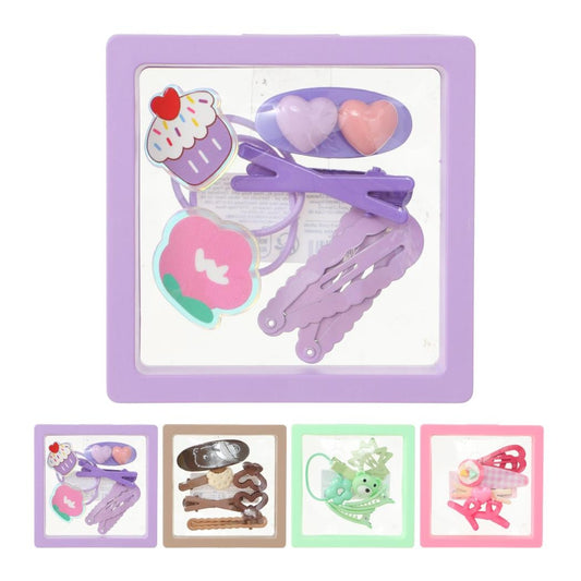 Hair Accessories Set with Colorful Storage Box (6 pcs) (Random Design)