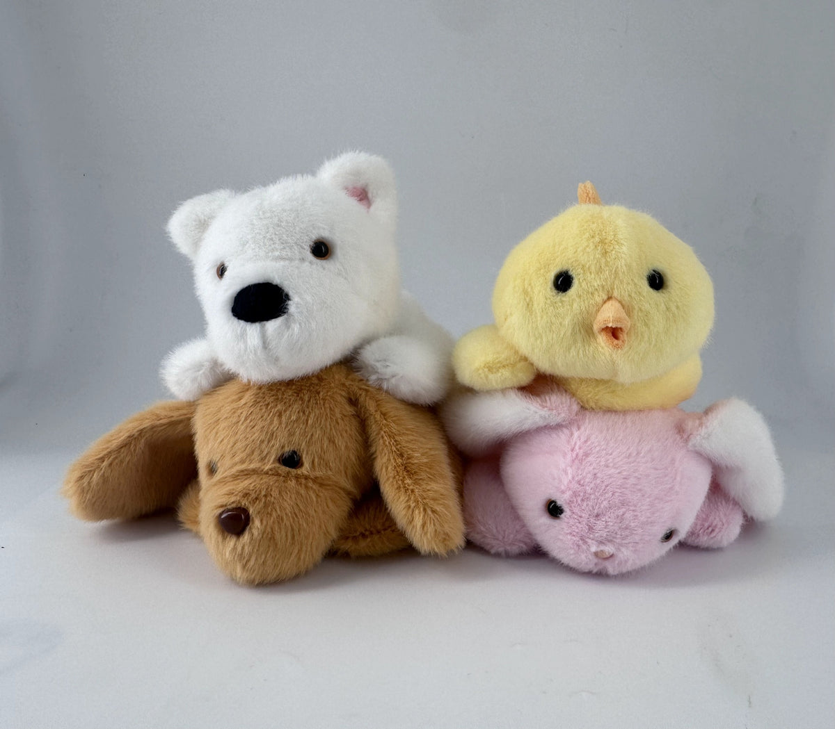 YUMYUM 8in. Lying-posture Hand Pillow Plush Toy(4 Assorted Models: White Dog, Yellow Chick, Brown Dog, Pink Bunny,PDQ)