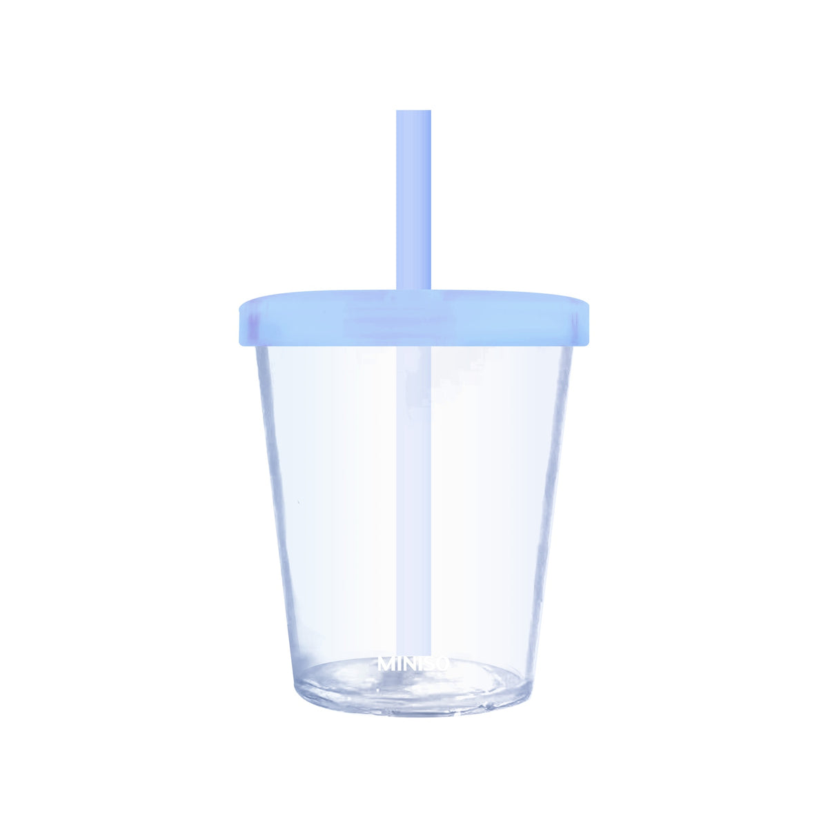 Solid Color Minimalist Plastic Cup with Straw and Scale 400mL(Blue)