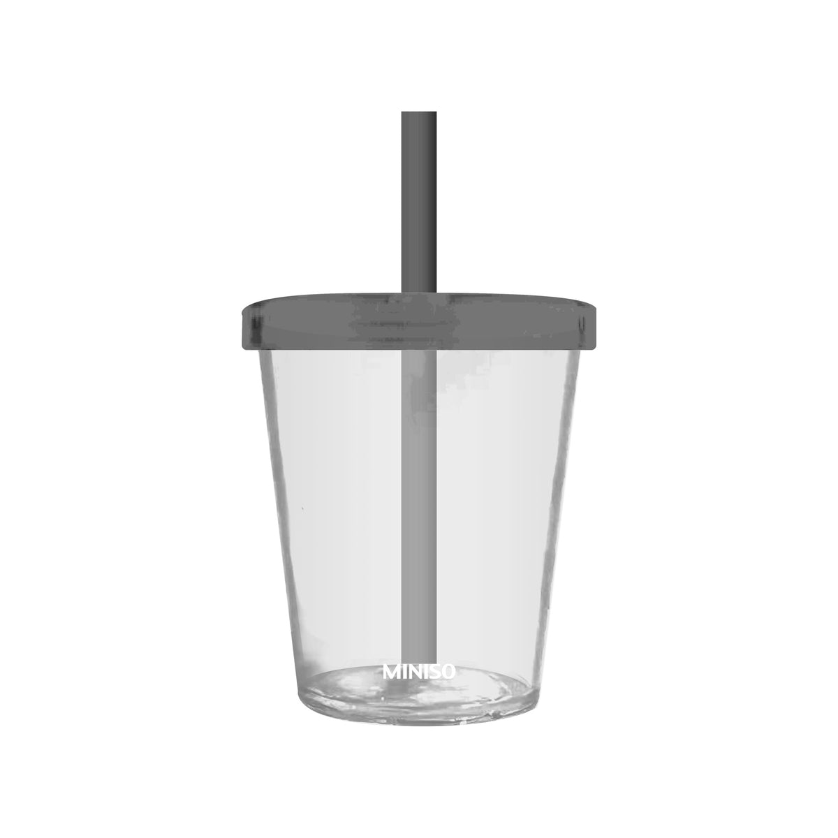 Solid Color Minimalist Plastic Cup with Straw and Scale 400mL (Black)