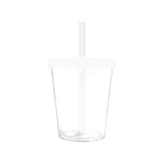 Solid Color Minimalist Plastic Cup with Straw and Scale 400mL(White)