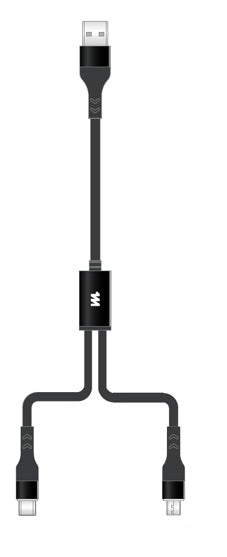 Mini Ultra Series Silicone 2-in-1 Charging Cable(Black)