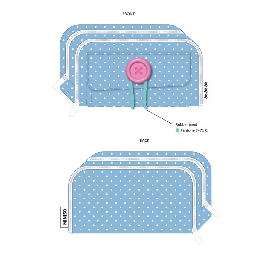 Big Button Series Round Button Big Fabric Pencil Case (21*11*7.5cm) (Random Design)