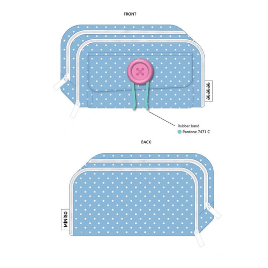Big Button Series Round Button Big Fabric Pencil Case (21*11*7.5cm) (Random Design)