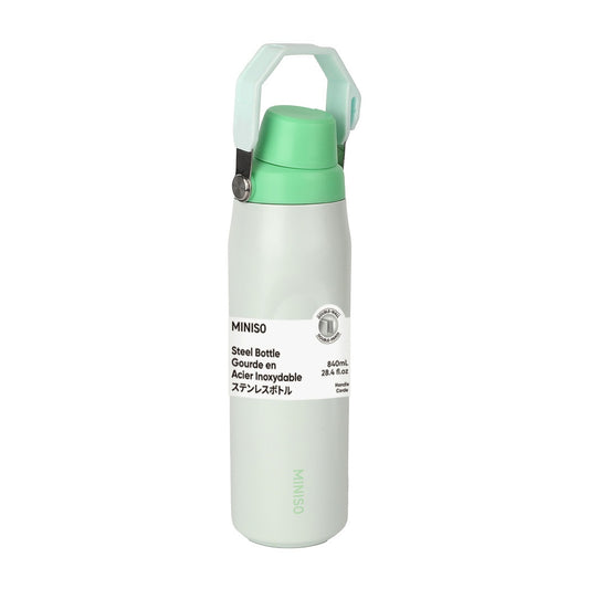 Large Capacity Double-Wall Stainless Steel Bottle with Handle 840mL (Light Green)