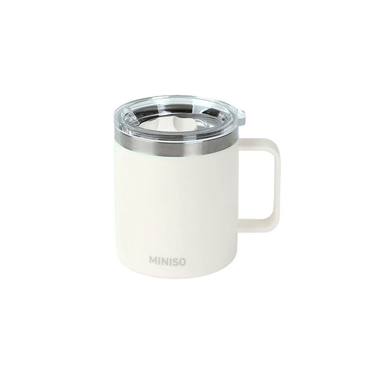 Coffee Series Double-Wall Stainless Steel Mug with Handle 450mL (White)