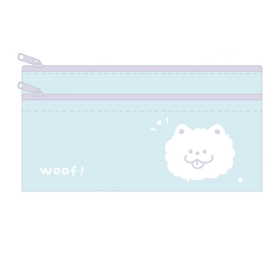 Animal Series Double-layered Soft PU Pencil Case (21*11cm) (Blue)