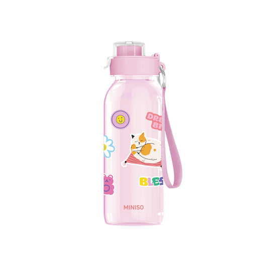 DIY Series Flip Top Plastic Bottle with Strap 1100mL (Pink)