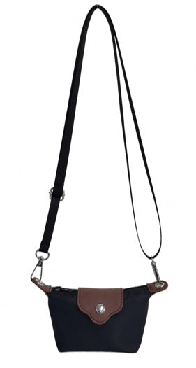Mini Dumpling-Shaped Crossbody Coin Purse (Black)