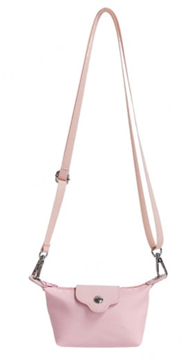 Mini Dumpling-Shaped Crossbody Coin Purse (Pink)