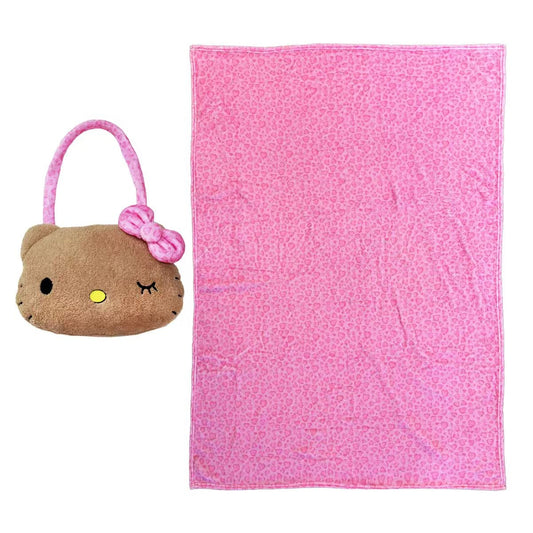 Hello Kitty Leopard Print Throw Blanket & Pillow 2-in-1
