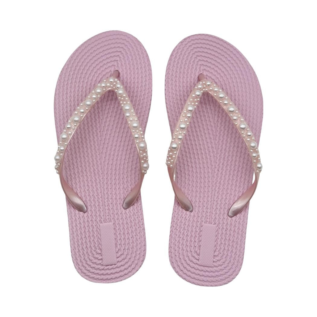 Pearl-Like Series Woman's Flip-Flops(Pink,39-40)