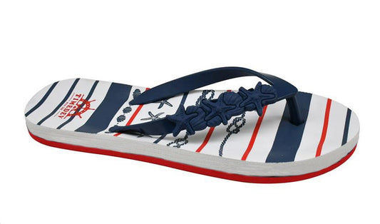 Ocean Series Women's Sailor-Themed Flip-Flops(Dark Blue,35-36)