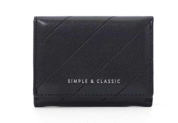 Tri-Fold Short Women's Wallet (Black)