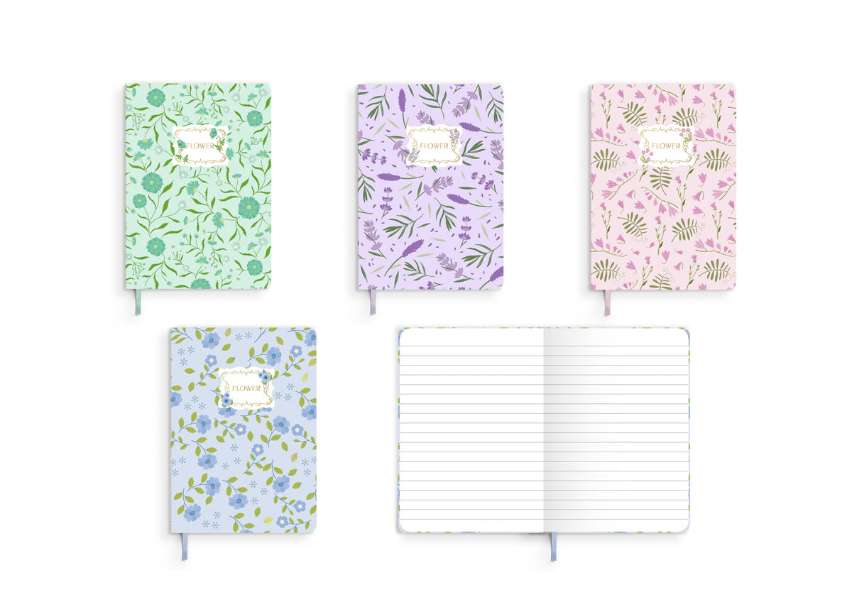 Floral A6 Hardcover Notebook - 96 Sheets, Random Design