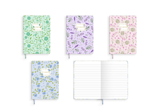 Floral A6 Hardcover Notebook - 96 Sheets, Random Design