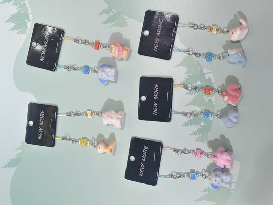 Flocked Animal Phone Charms (2 pcs) (Random Design)