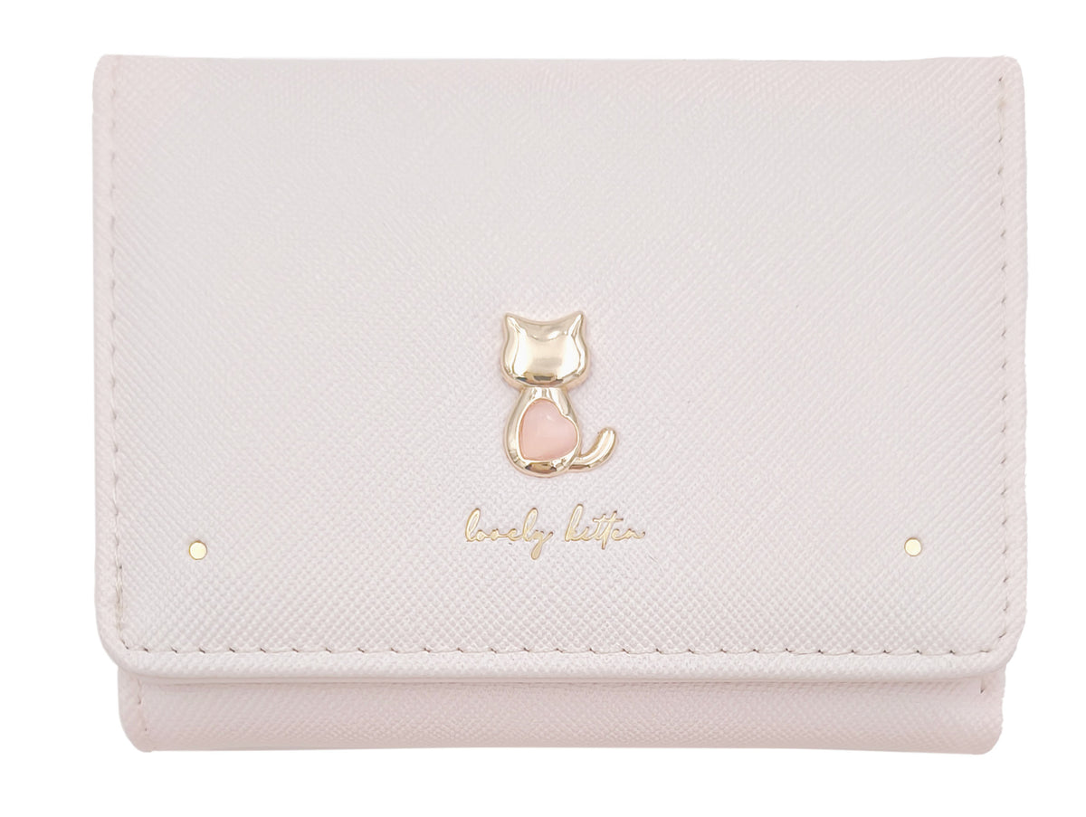 Kitten Series Tri-Fold Short Women's Wallet(Beige)