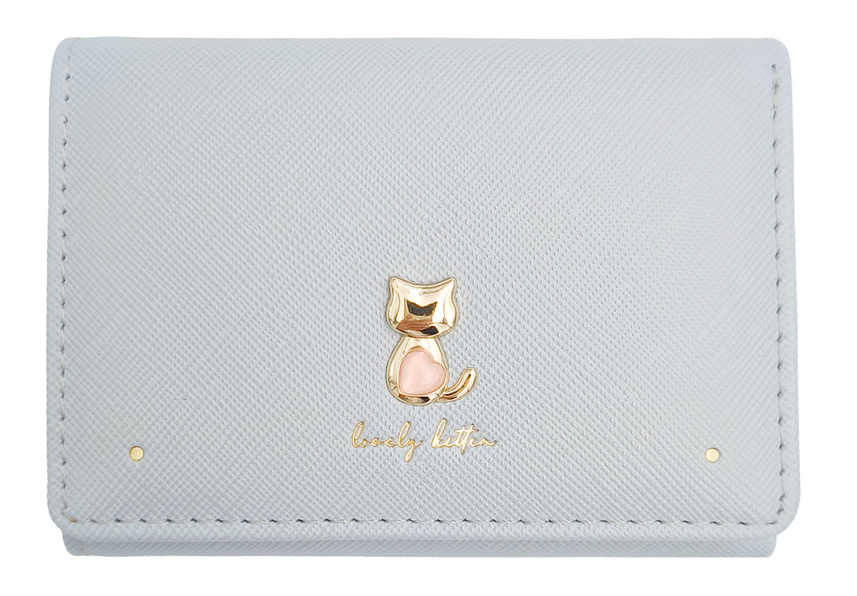 Kitten Series Tri-Fold Short Women's Wallet(Blue)