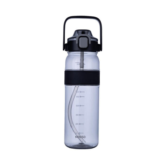 Sports Plastic Bottle with Straw and Pop-Up Lid 1000mL (Black)