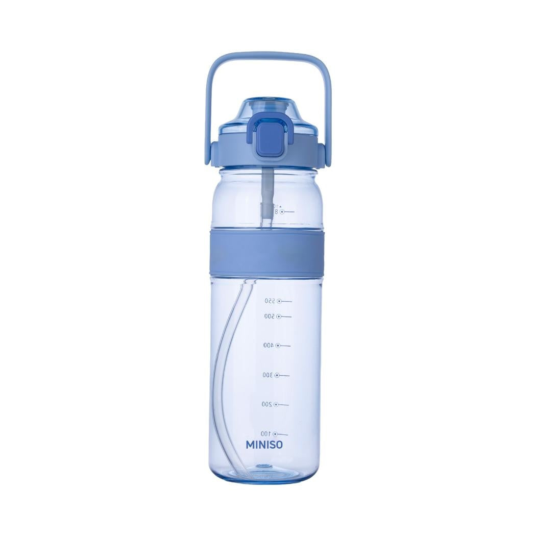 Sports Plastic Bottle with Straw and Pop-Up Lid 1000mL (Blue)