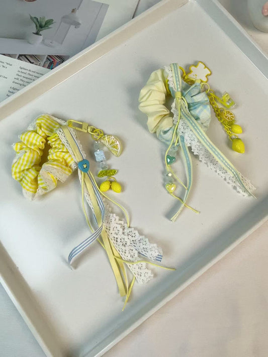 Lemon Sea Salt Series Korean Style Hair Tie Keychain