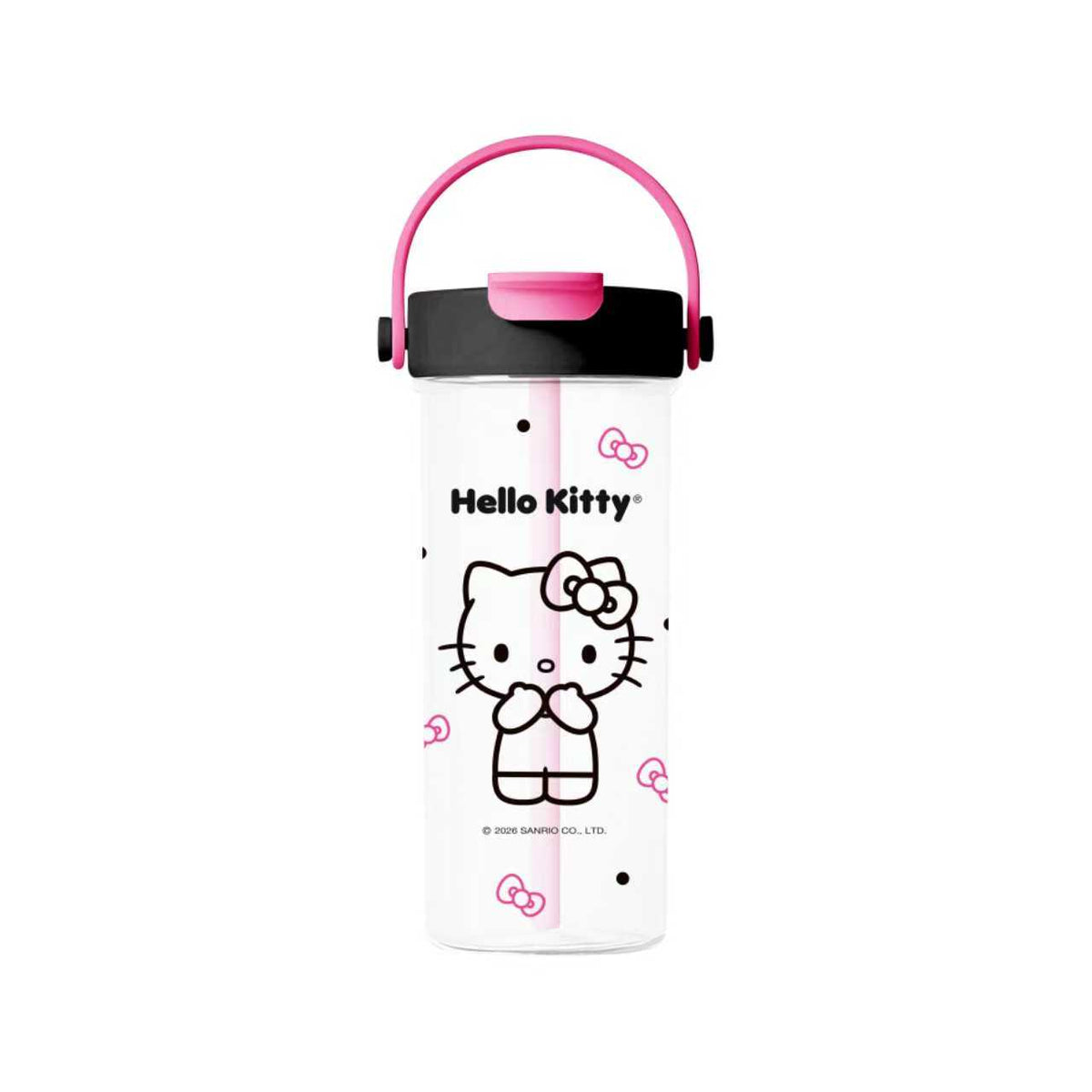 Hello Kitty Black & White Series Dual-Drink Handled Plastic Bottle 750mL