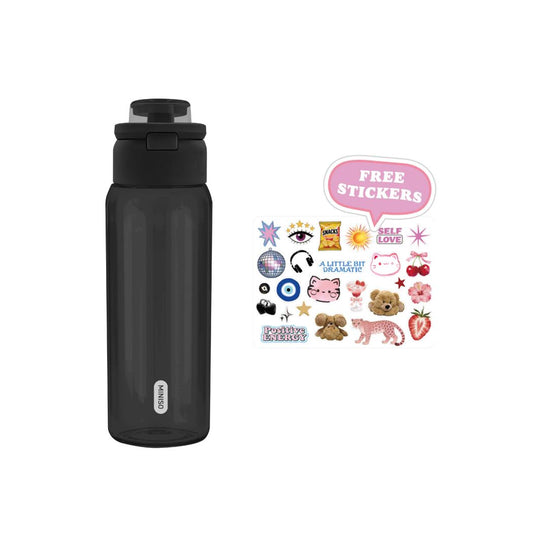 Flip-Lid Dual-Drinking Plastic Bottle 950 mL(Black)